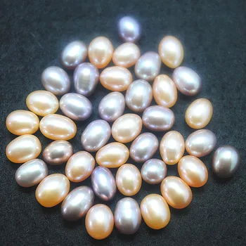 10vnt gamtos kultūringas gėlavandenių perlų prarasti karoliukai Ne skylė ryžių formos urmu perlų karoliukai, dydis 7-8mm bižuterijos komponentai 0