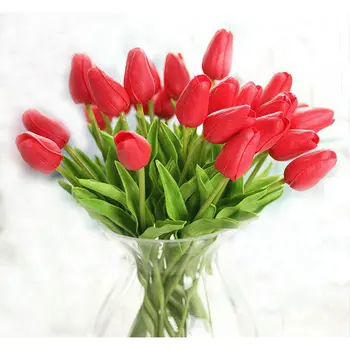 20pcs/daug Nekilnojamojo Touch PU Mini Tulpių Dirbtinės Gėlės Vestuvių Namų Dekoratyvinės Gėlės Namų Puošybai Gėlių 8 Spalvų (be Vazos)