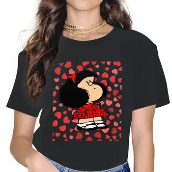 Derliaus A Nustebęs Veidas T-Shirt Moterims, O Neck T Shirt Mafalda Animacinių Filmų Trumpas Rankovės Marškinėliai Spausdinami Viršūnės 0