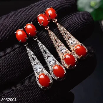 KJJEAXCMY fine jewelry natūralus raudonasis koralas 925 sterlingas sidabro moterų auskarai naujų Ausų Smeigės paramos bandymo išskirtinį 0