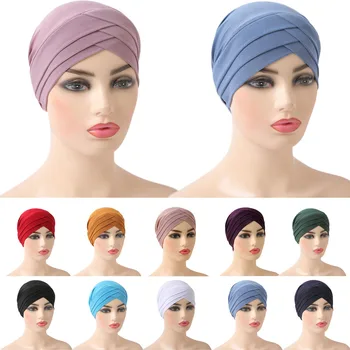 Musulmonų Moterys Hijab Turbaną Skrybėlę Galvos Skara Plaukų Slinkimas Vėžio Chemo Bžūp Skarelė Wrap Islamo Kepuraitė Variklio Dangčio Ruožas, Galvos Apdangalai, Kepurės 0